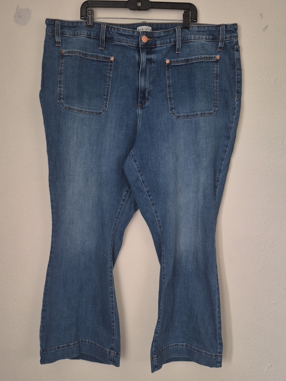 Ava & Viv Midwash Blue Flare Wide-Leg Jeans